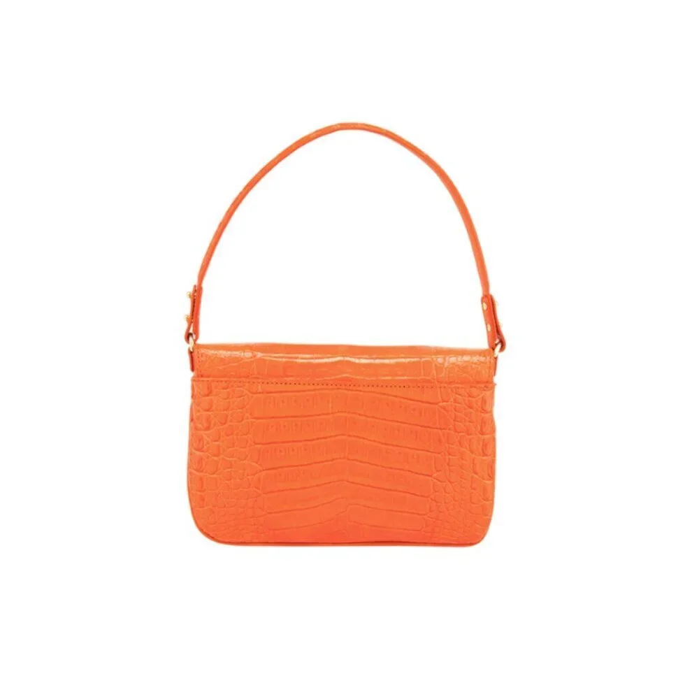 Maria Oliver Luisa Purse Shoulder Bag Womens Orange Crocodile Leather Clutch